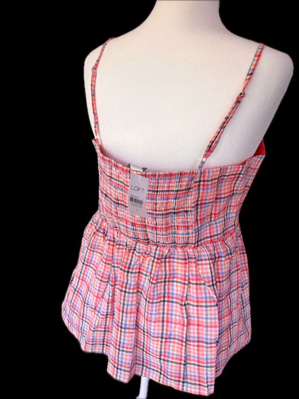LOFT Plaid Cami Spaghetti Strap Summer Tank - Picture 2 of 4